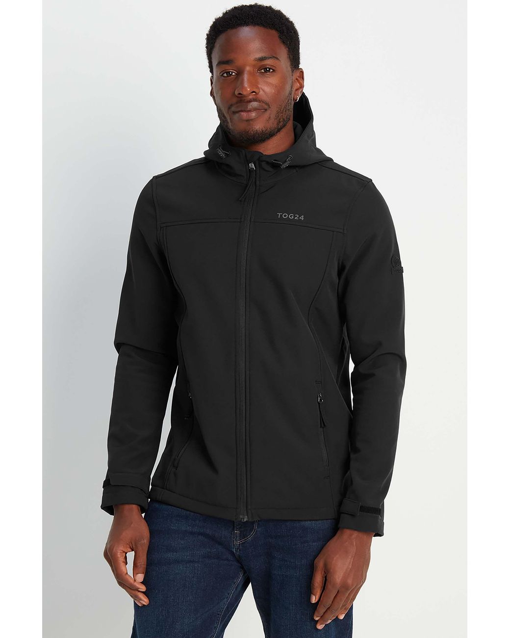 TOG24 Black 'Feizor' Shower Resistant Softshell Hooded Jacket for men