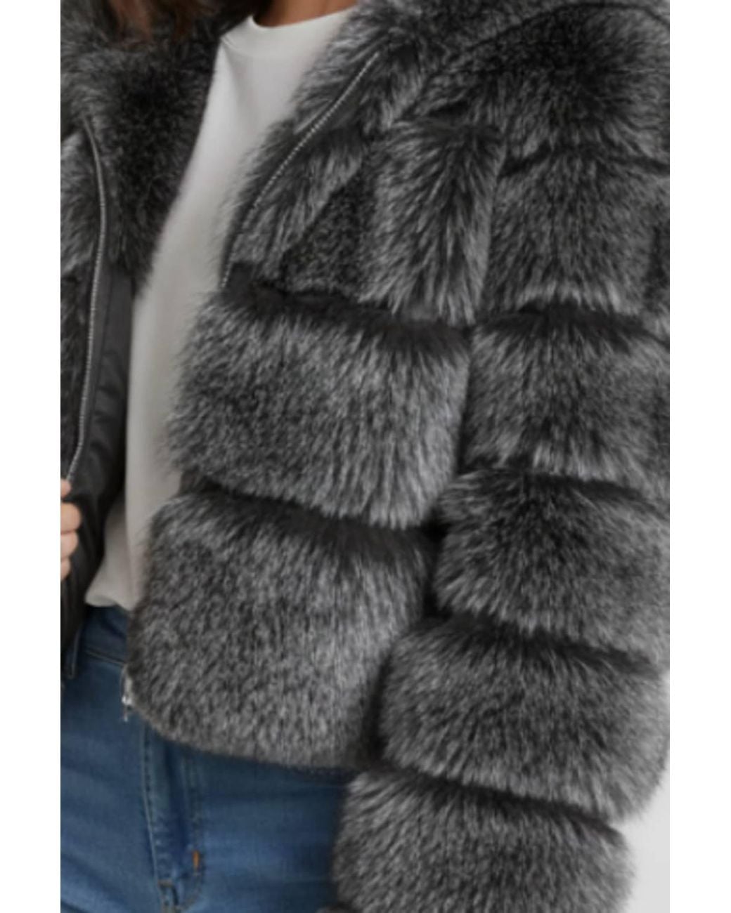 Stylewise Blue Hooded Faux Fur
