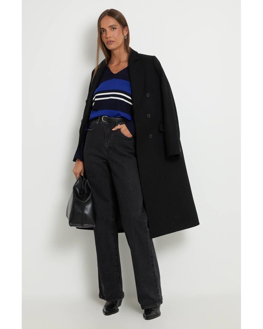 Wallis Blue Stripe Collared Knitted Top