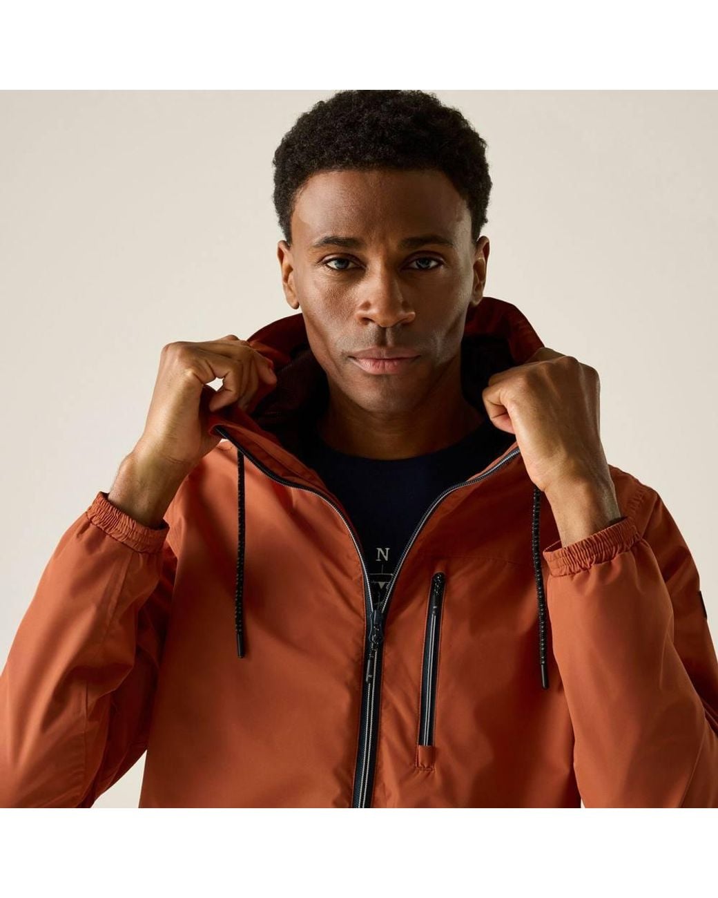 Regatta Brown Shorebay Marl Lightweight Hooded Waterproof Jacket for men