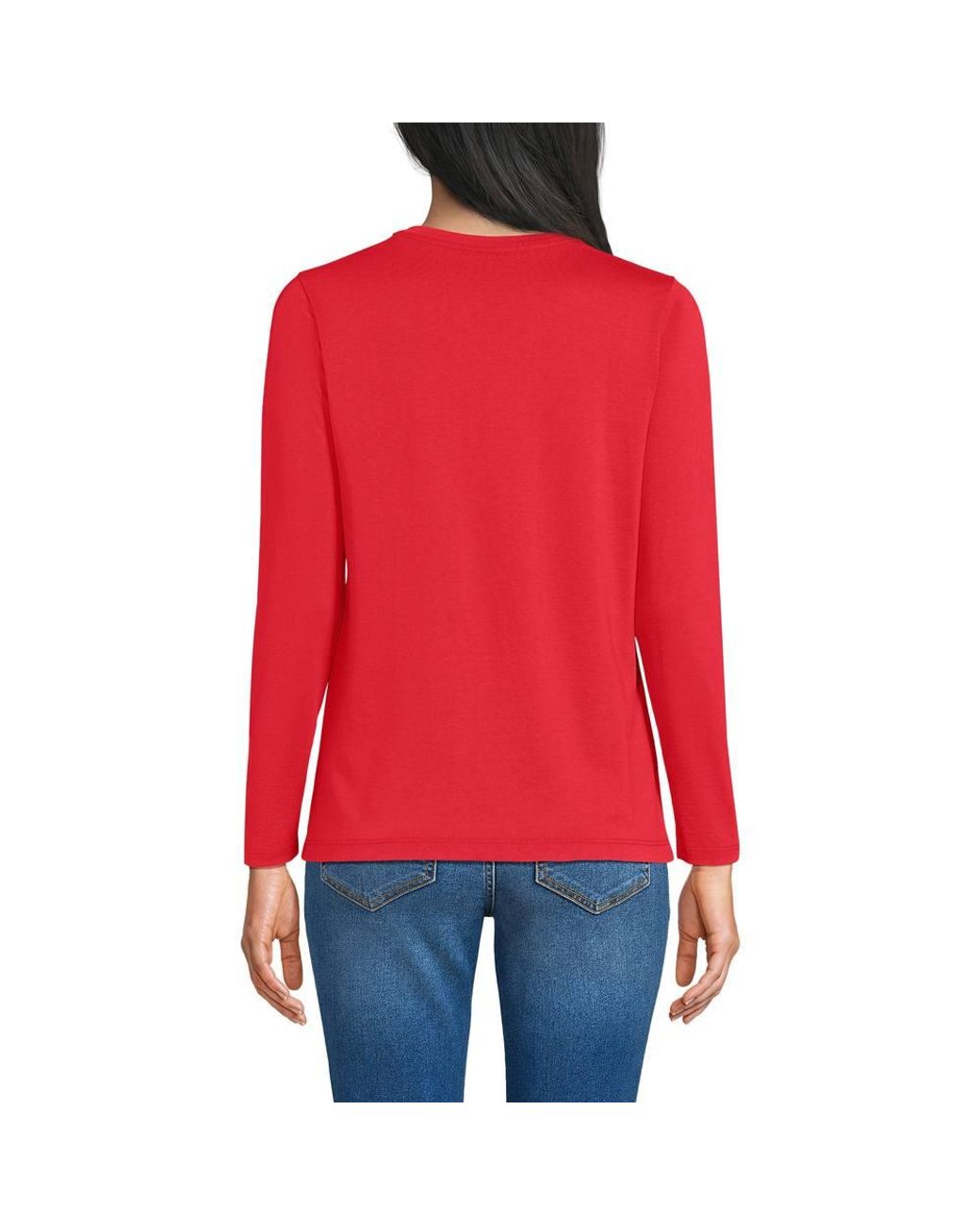 Lands' End Red Plus Supima Long Sleeved T-Shirt