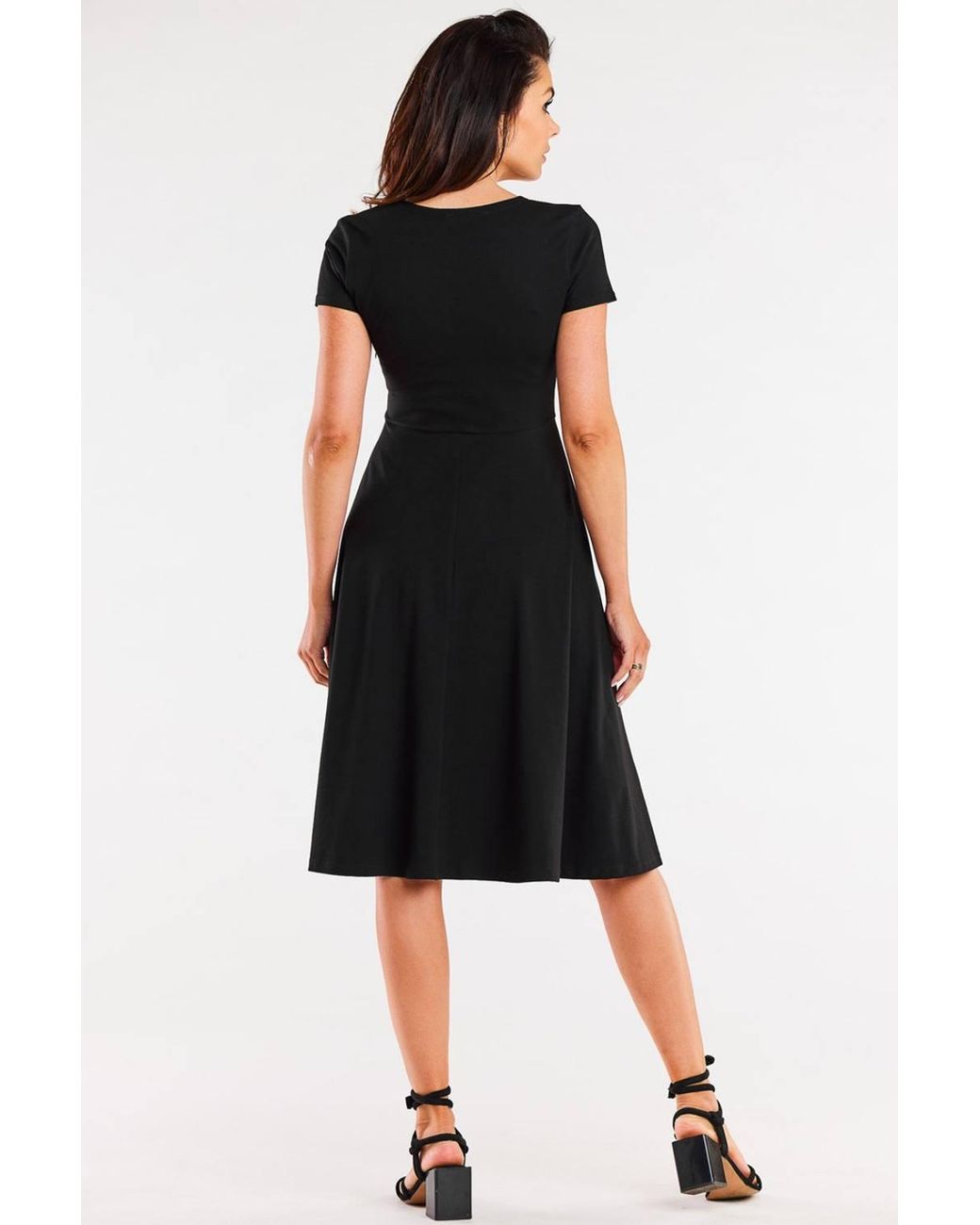 Love Lace Black Midi Wrap Envelope Dress Style 181302