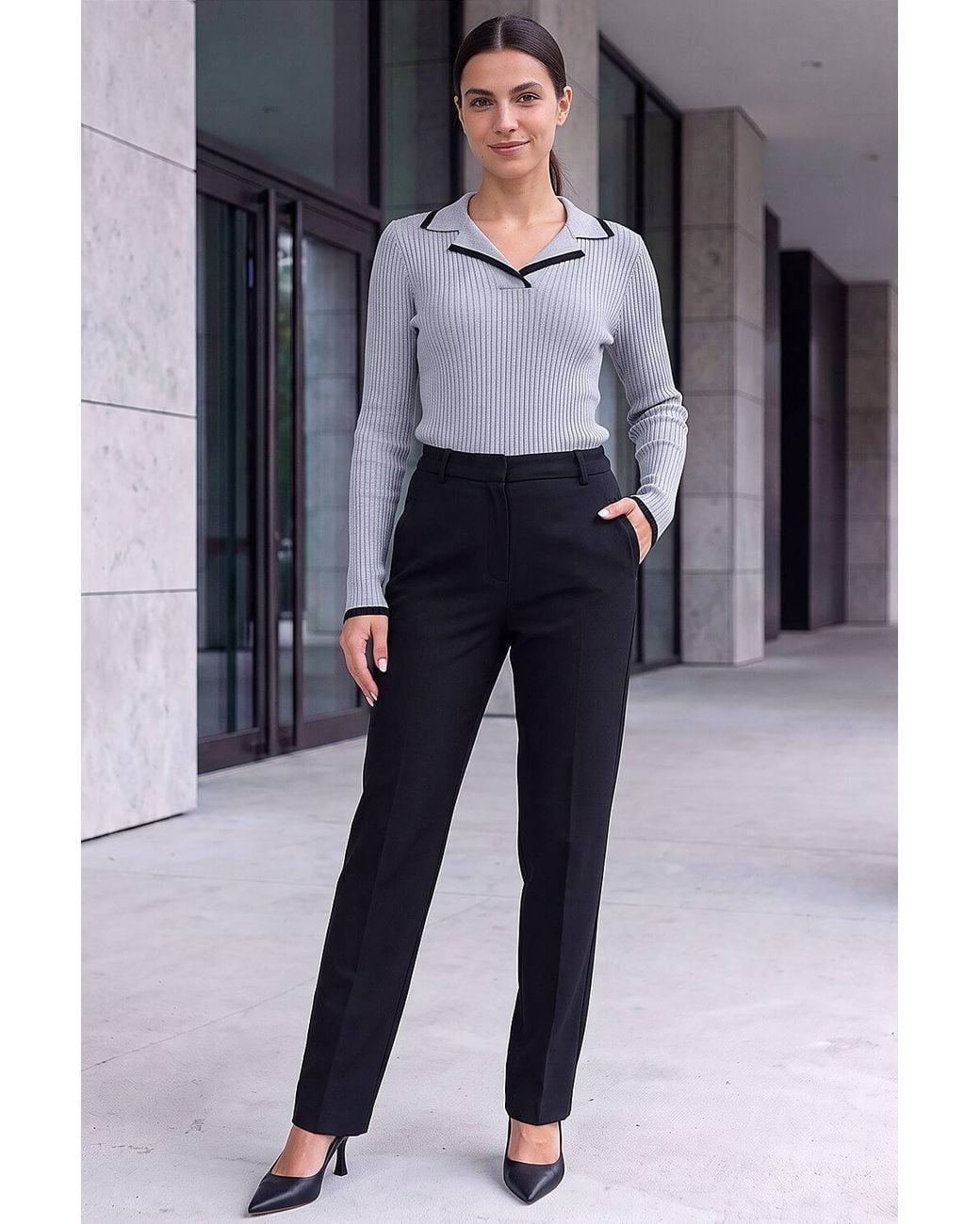 Roman Blue Straight Leg Stretch Trouser