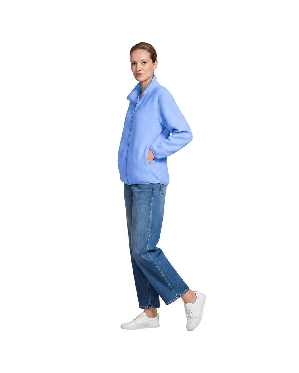 Lands' End Blue Sherpa Fleece Full Zip Jacket