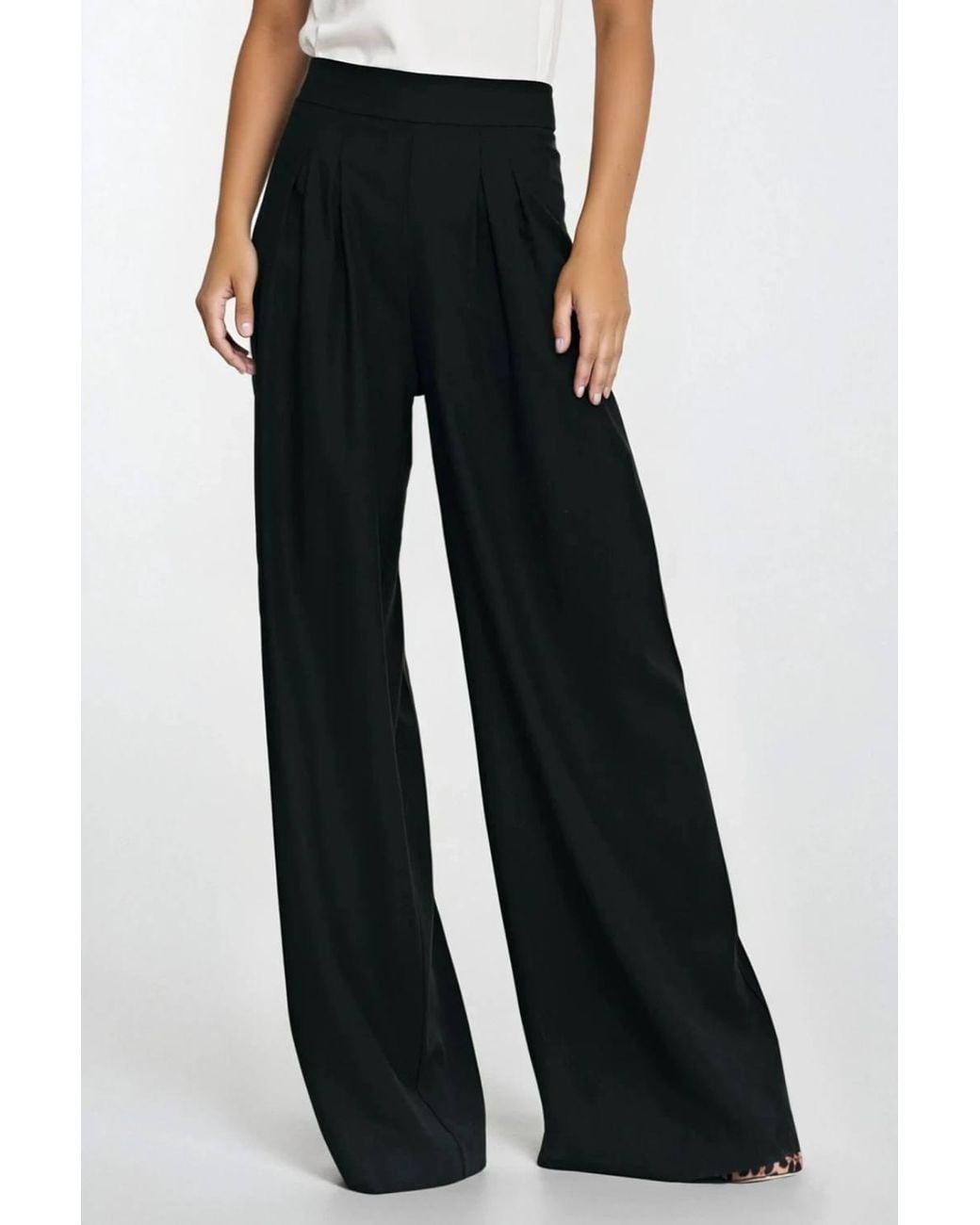 Love Lace Black Linen High Waisted Wide Leg Trousers