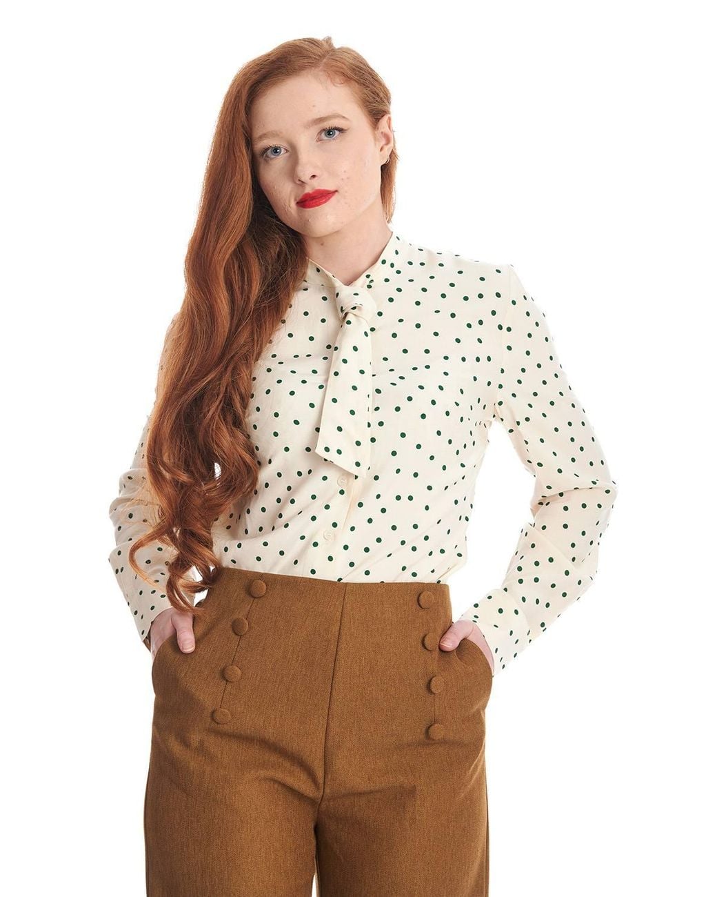 Banned Retro Spot Envy Blouse-Offwhite