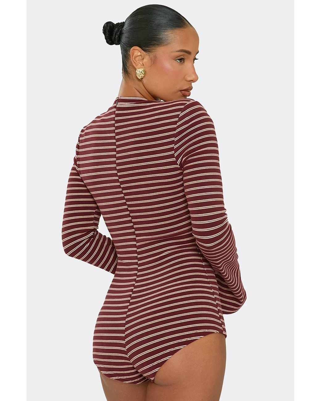EGO Red Long Sleeve High Neck Micro Playsuit