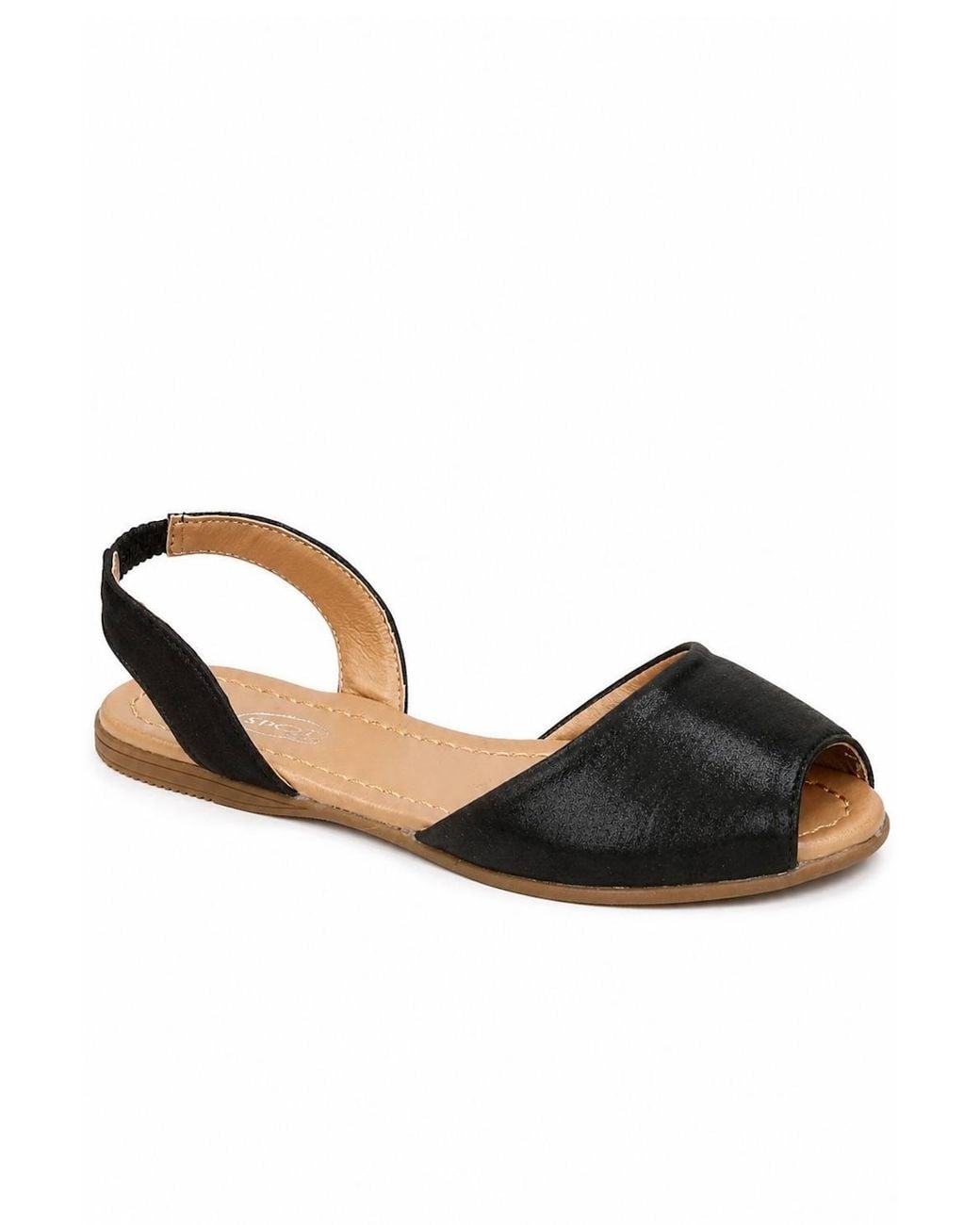 Spot on Black Elastic Back Strap Flat Sandals