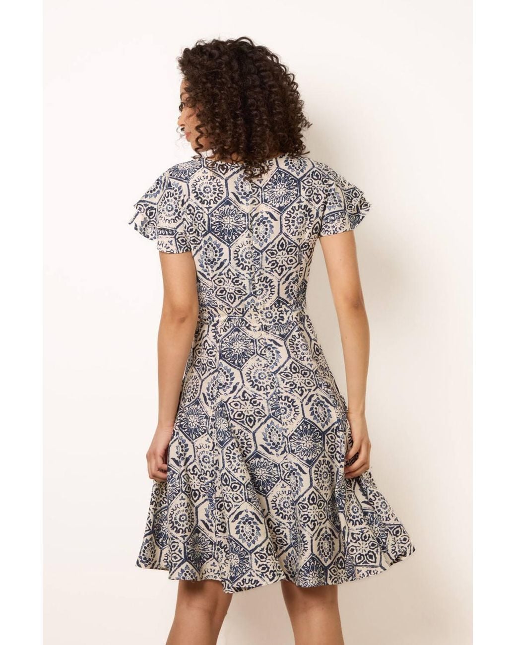 Blue Vanilla Gray Short Sleeve Belted V-Neck Mini Dress