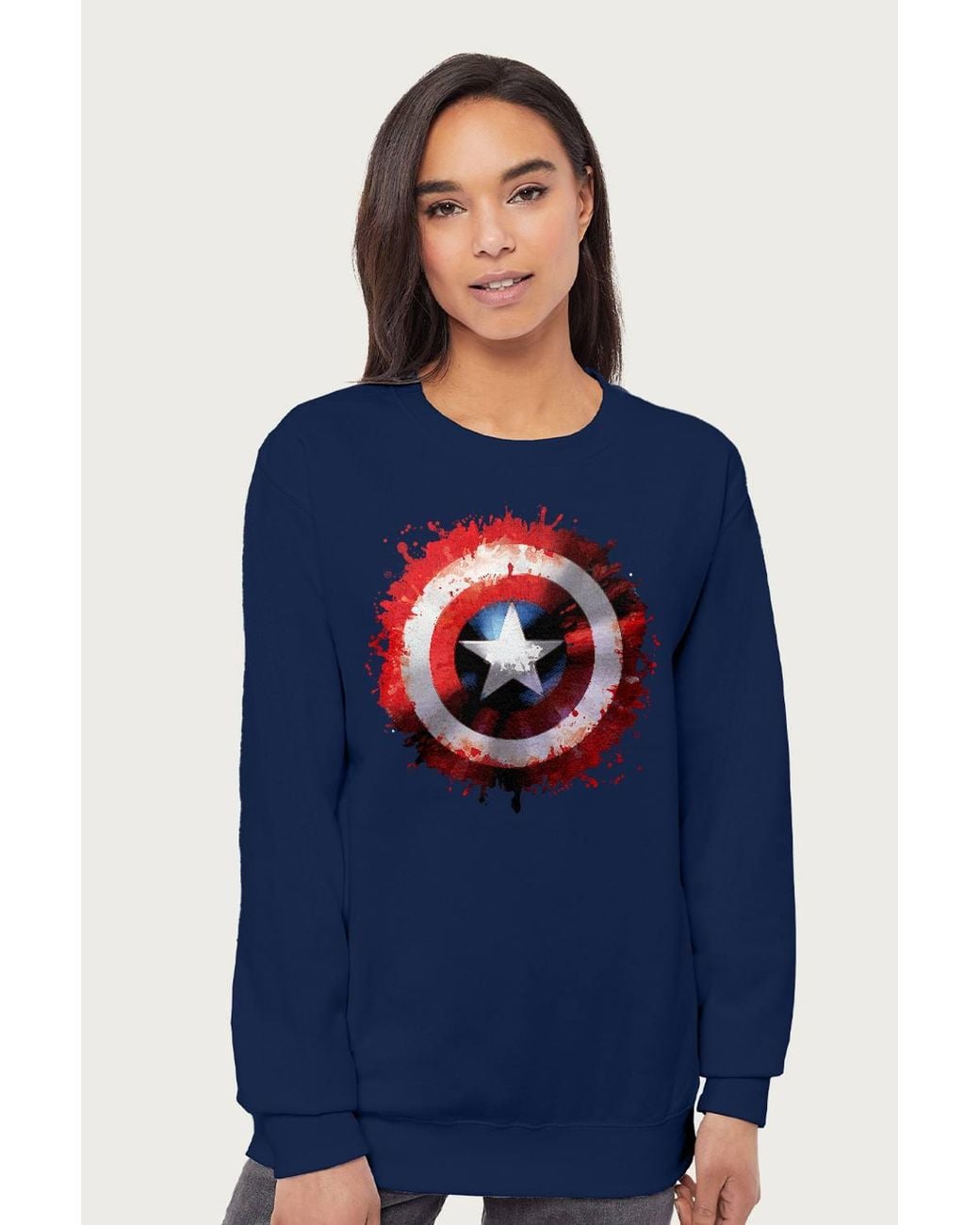 Marvel Blue Captain America Shield Paint Splat Avengers Sweatshirt