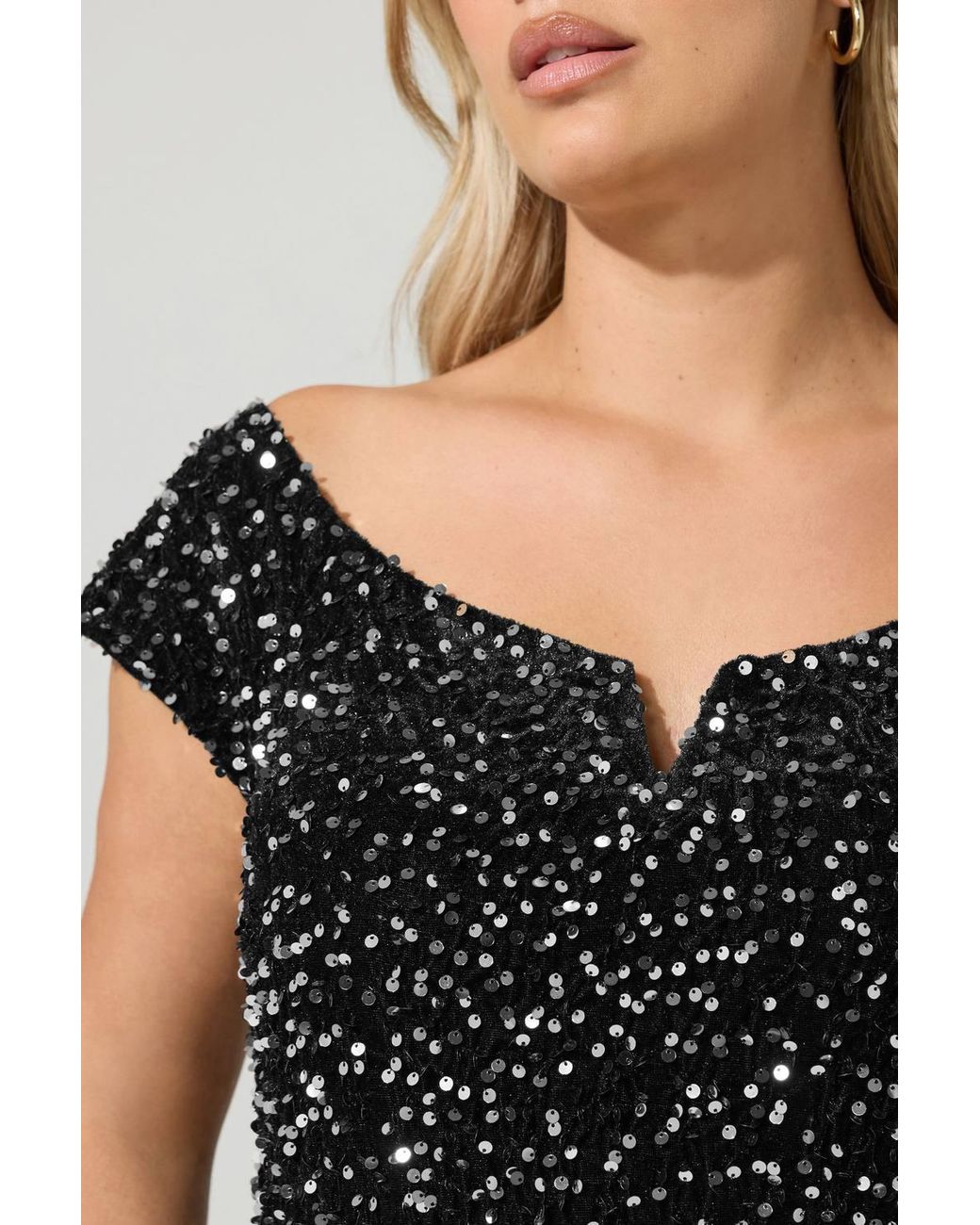 Yours Black Sequin Velvet Dress