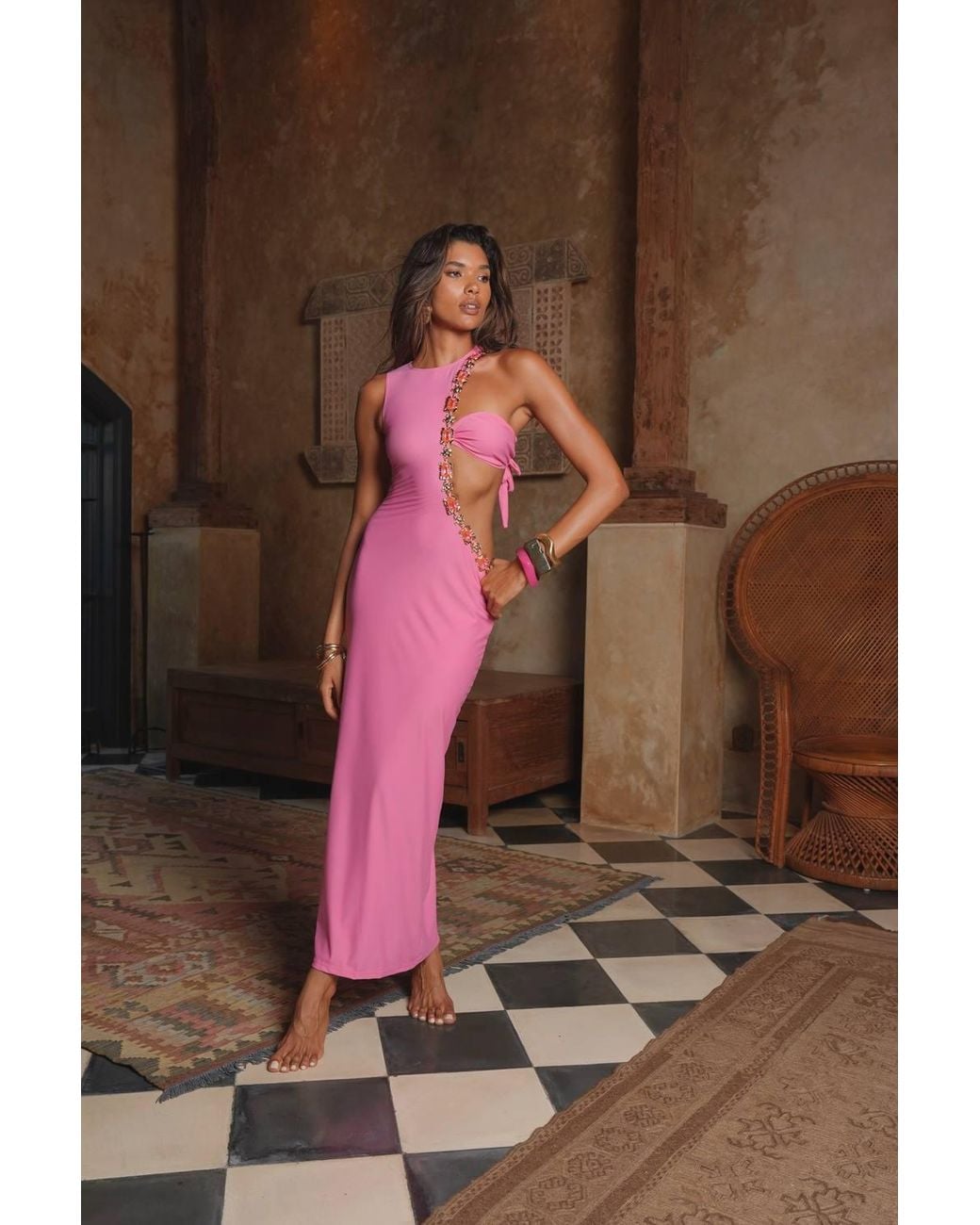 Moda Minx Brown Strawberry Manama Maxi Dress