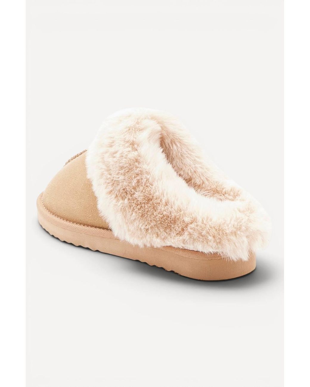 DAMART Natural Faux Fur Lined Thermal Mule Slippers