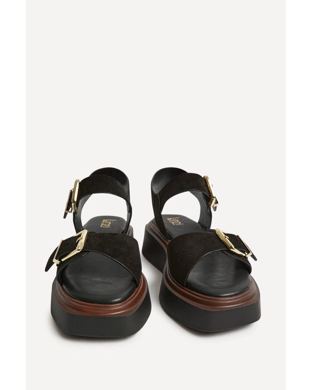 Linzi Black Source Wide Fit Flatform Sandals
