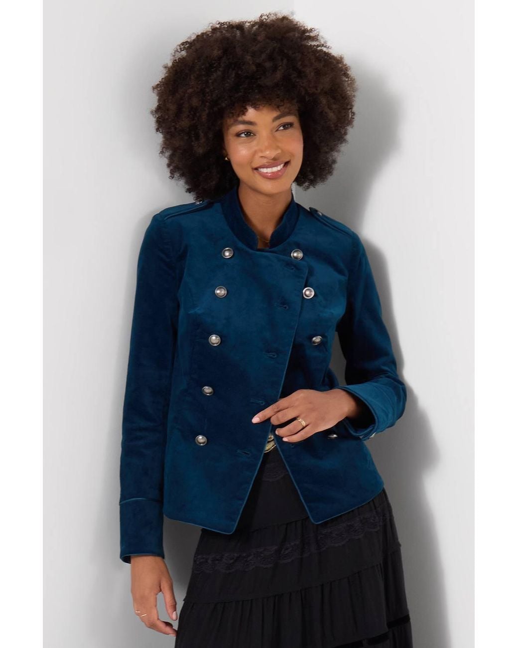 Joe Browns Blue Majestic Moleskin Military Jacket