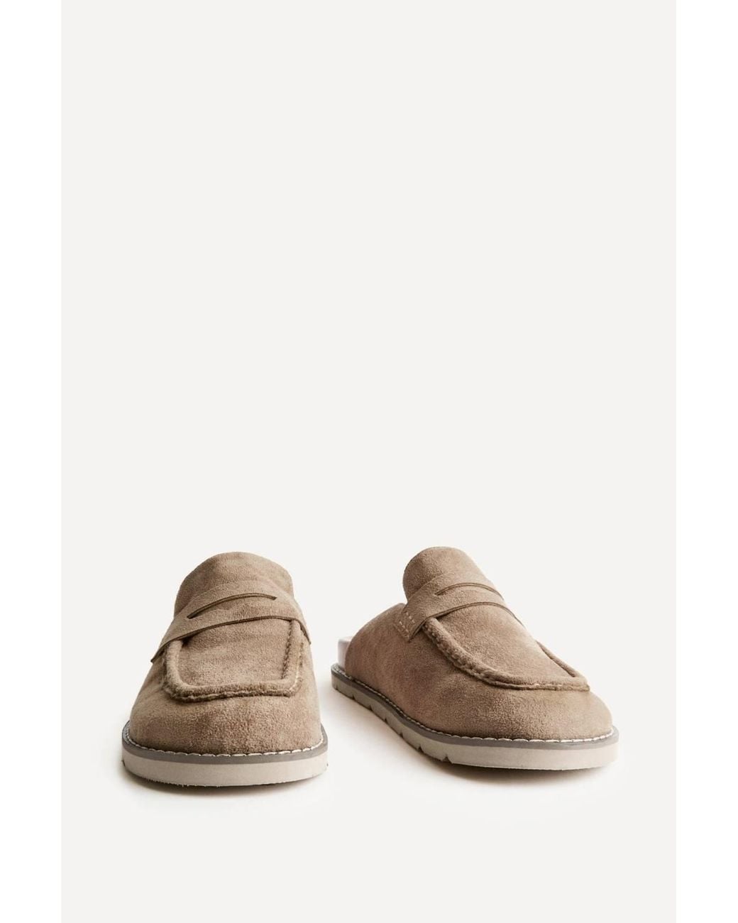 Linzi Natural Invested Faux Suede Mule Loafers