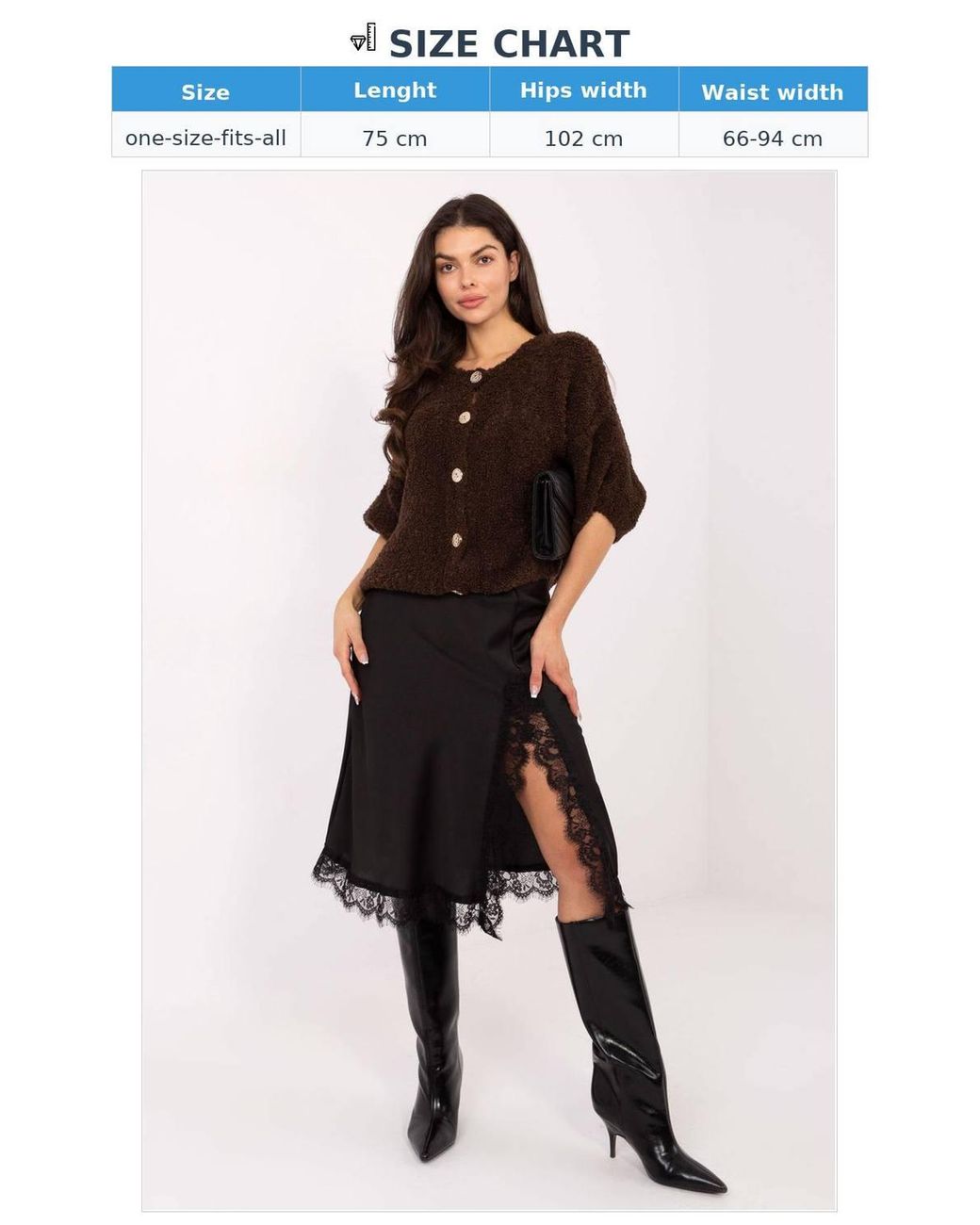 Love Lace Black Elegant Lace Midi Skirt With Slit