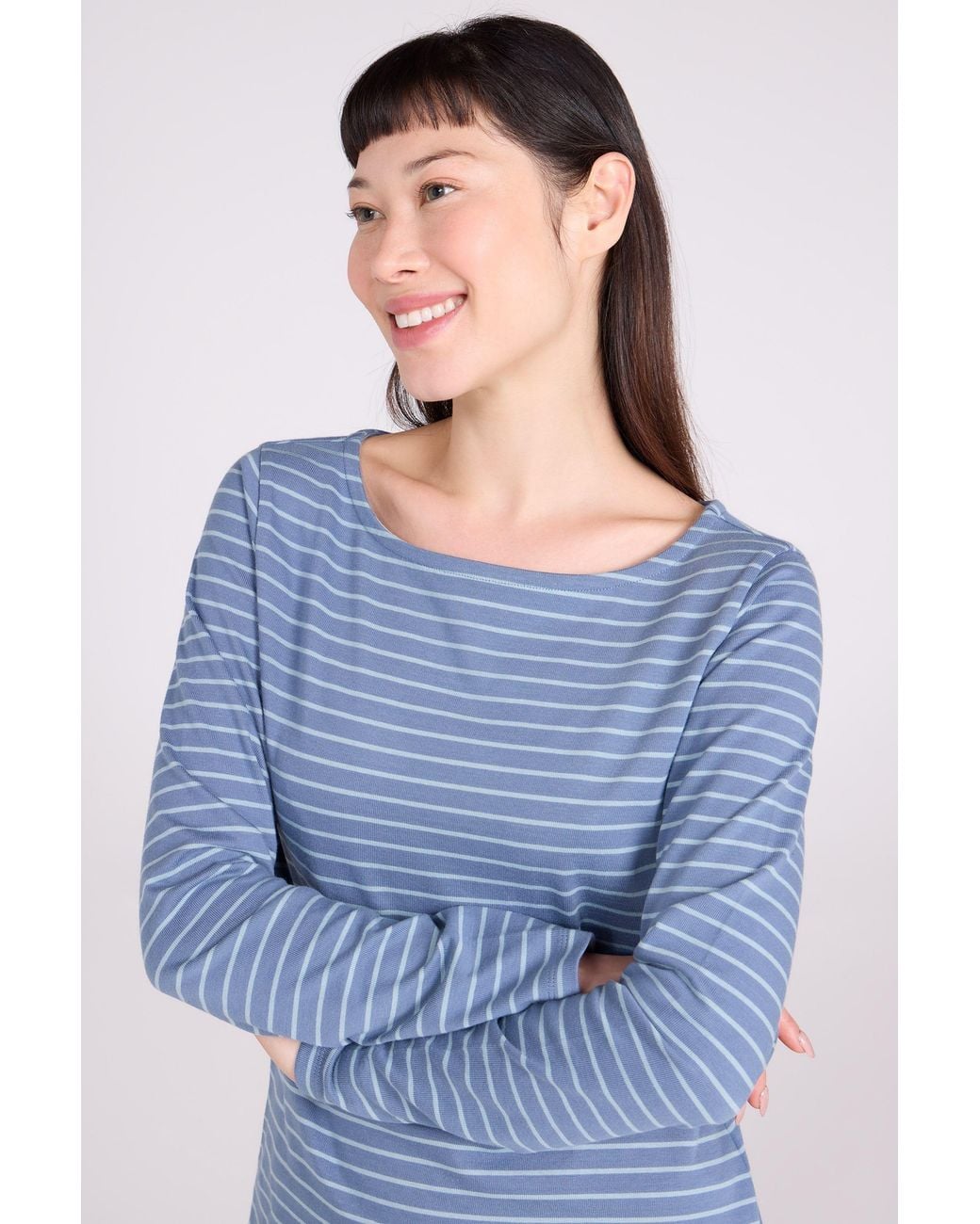 Mountain Warehouse Blue 'St Ives' Long Sleeve Lightweight Breathable Crew Neck Cotton Top