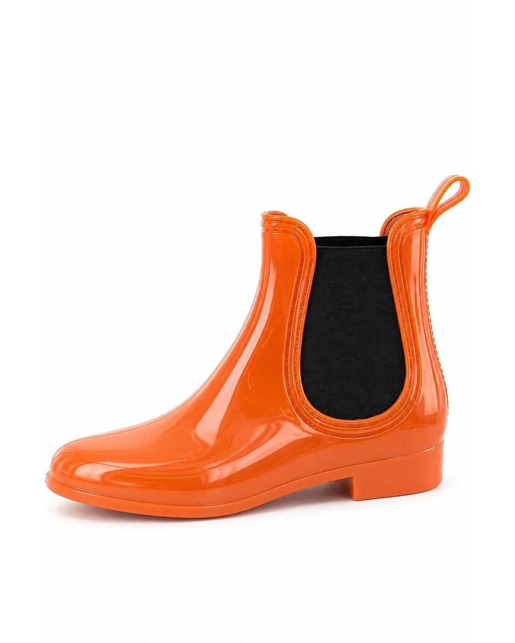 Spot on Orange Chelsea Style Ankle Wellington Boots