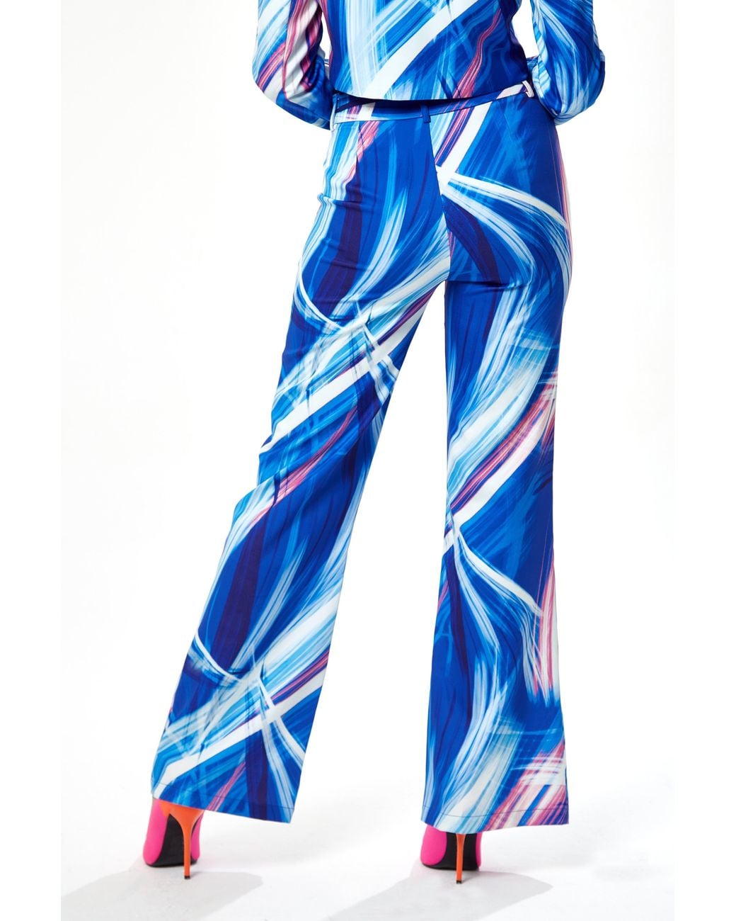 Liquorish Blue Graphic Print Suit Trouser