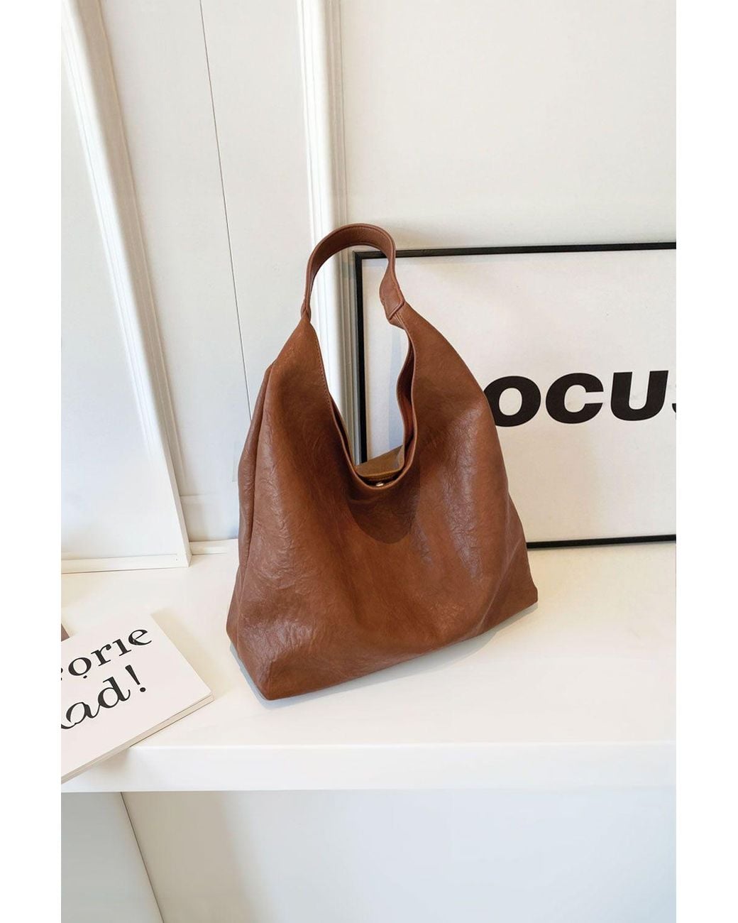 MODISHION Brown Soft Pu Leather Tote Bag