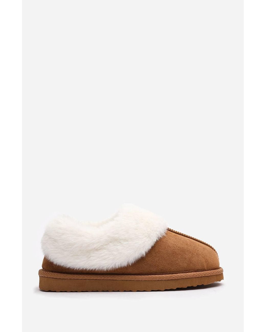 Where's That From Gray Inaya Mule Slippers With Faux Fur Collar Trim