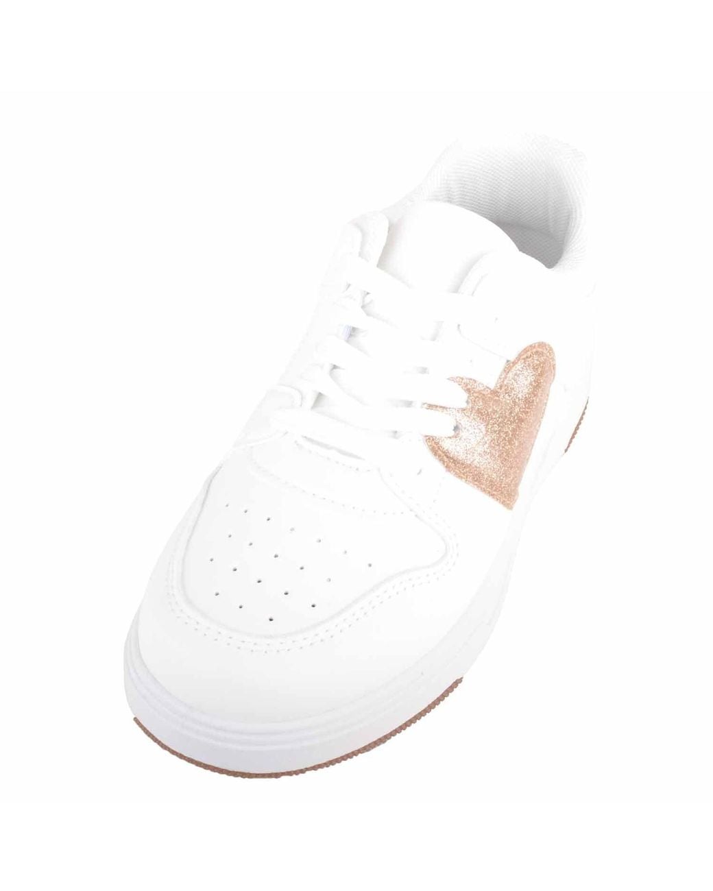 Absolute Footwear White Childrens Lace Up Trainers Sneakers With Heart Motif