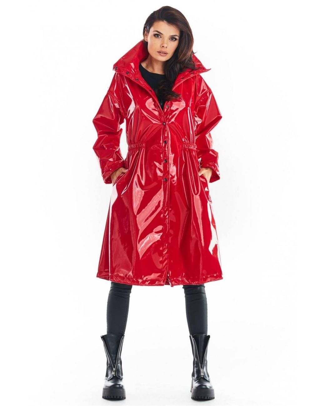 Love Lace Collared Waterproof Coat With Drawstring & Buttons