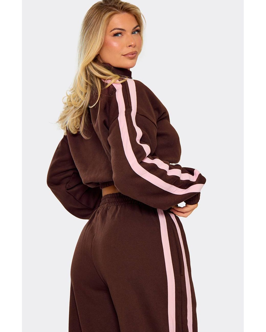 EGO Red Long Sleeve Zip Graphic Print Striped Jacket