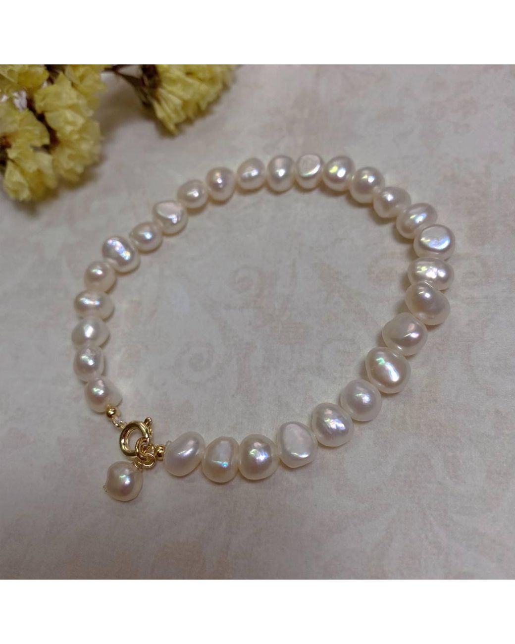 Lovii Brown Irregular Baroque Pearl Bracelet Filled Vintage Jewellery