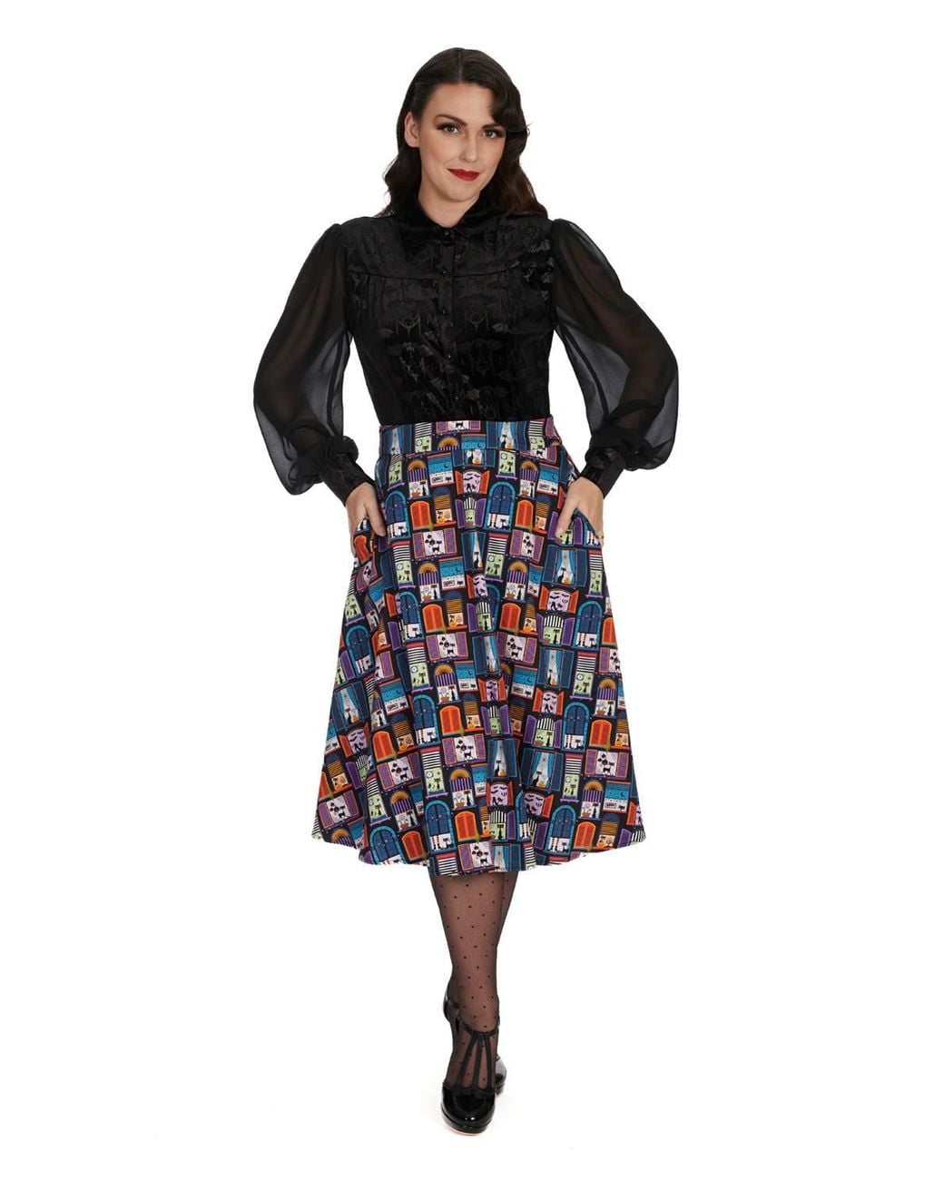 Banned Retro Black Velvet Bat Blouse