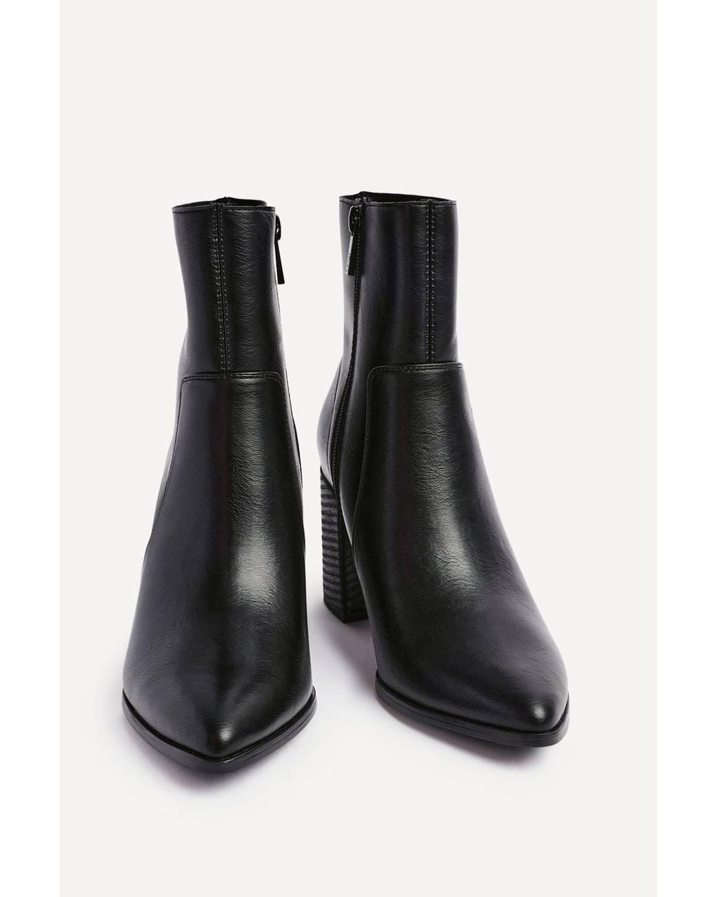 Linzi Black Advance Faux Stretch Leather Heeled Ankle Boot