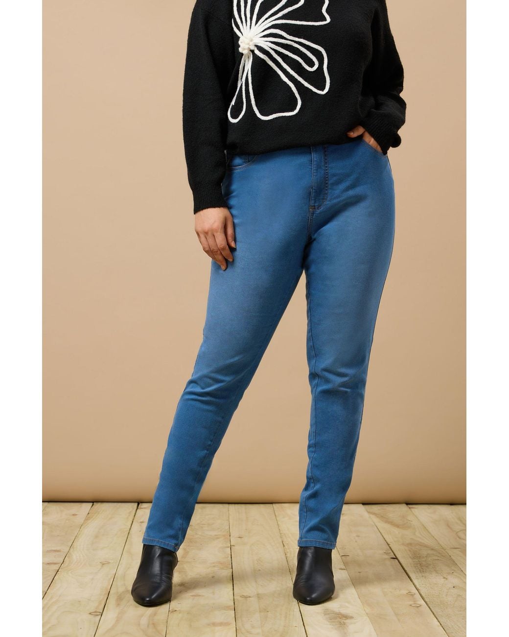 Evans Blue High Waisted Skinny Jeans