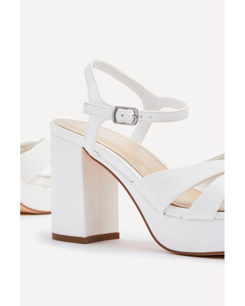 Linzi White Keliah Faux Leather Platform Heels