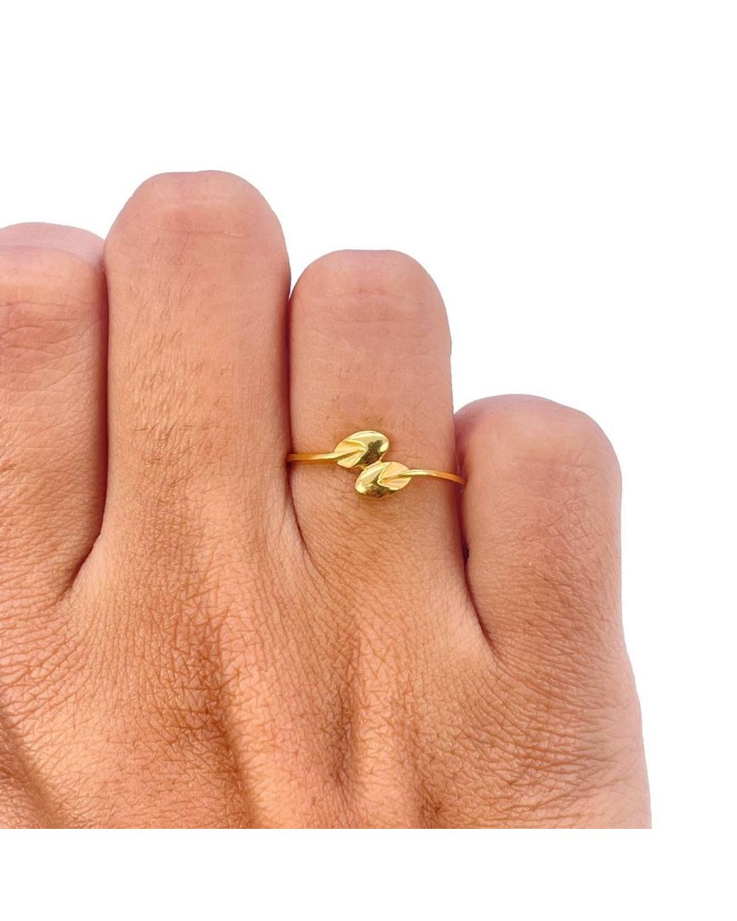 Raina Jewels Metallic 22Ct Double Leaf Ring Matte & Polished Finish