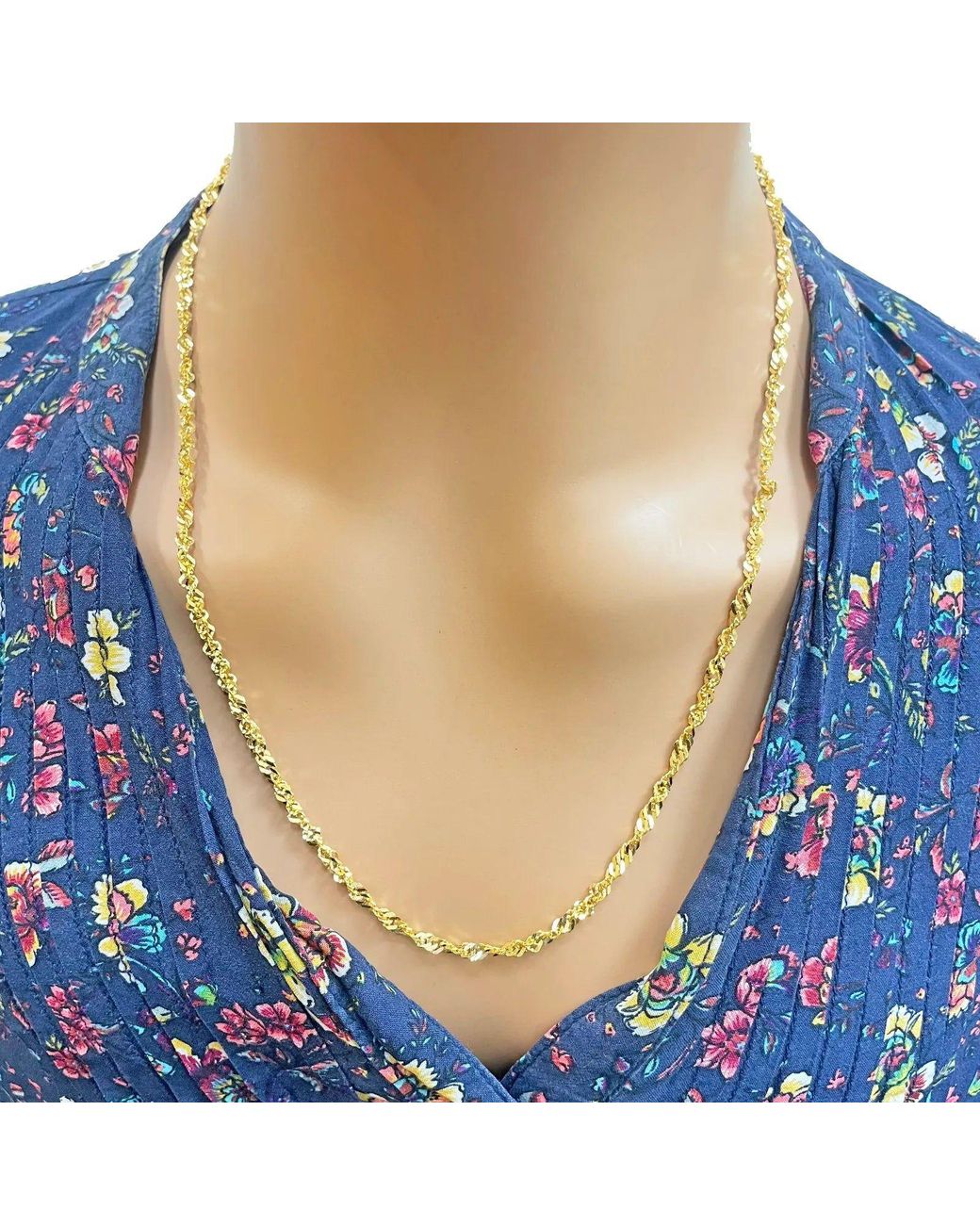 Raina Jewels Metallic 22Ct Fancy Twisted Ripple Chain Necklace 22 Inches 3Mm Width