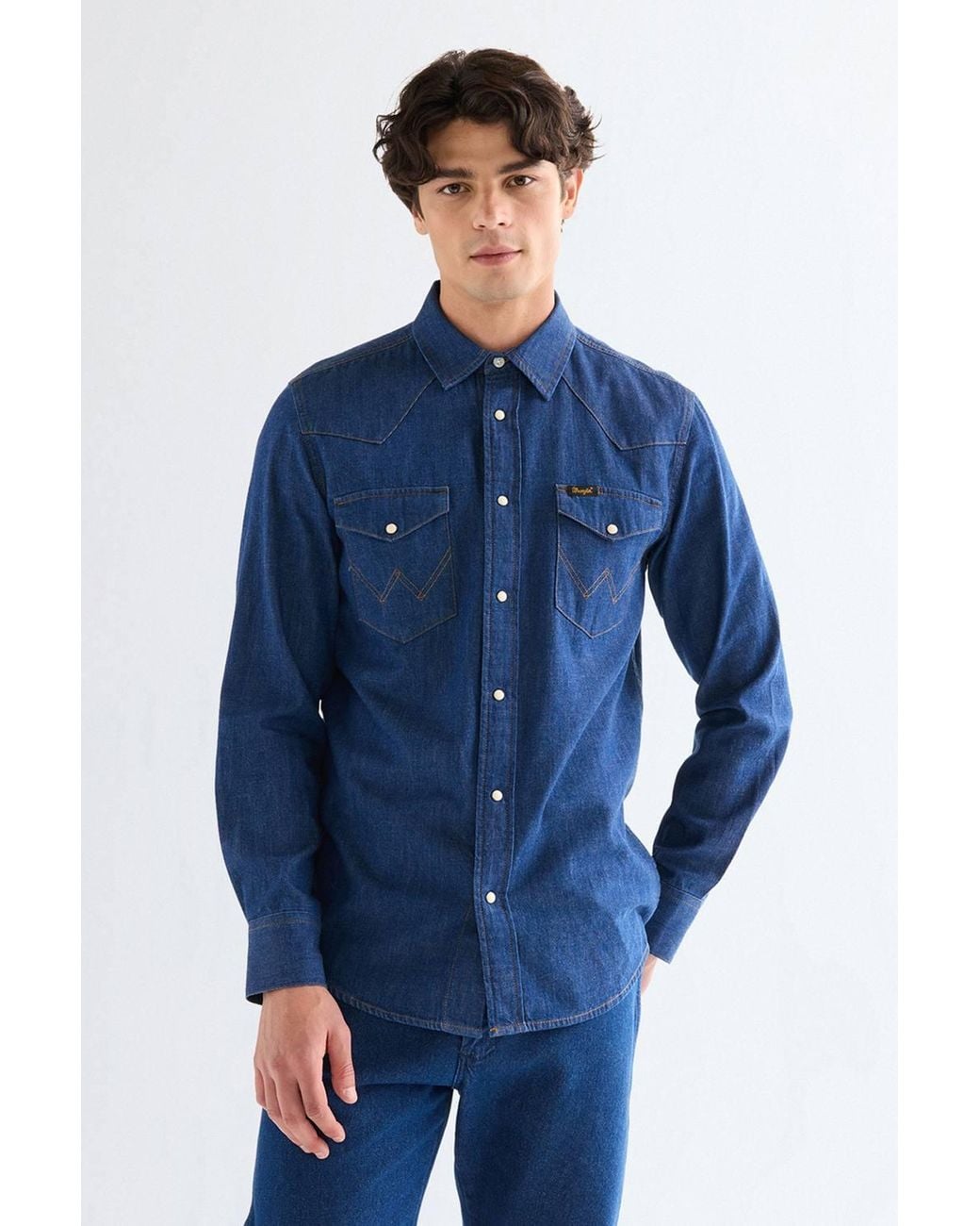 Wrangler Blue Western Shirt Caroline Creek for men