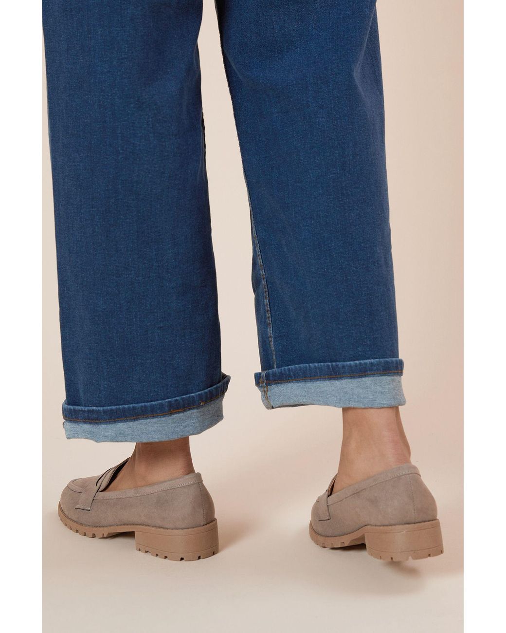 Dorothy Perkins Blue Wide Fit Leoni Chunky Loafers