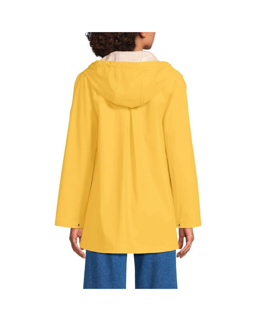 Lands' End Yellow Waterproof A-Line Squall Rain Jacket