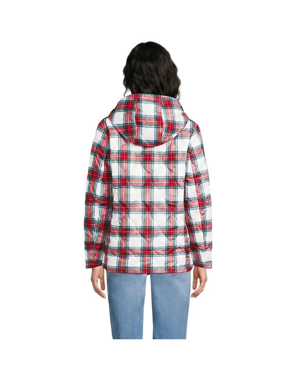 Lands' End Black Patterned Featherfree Insulated Quilted Jacket