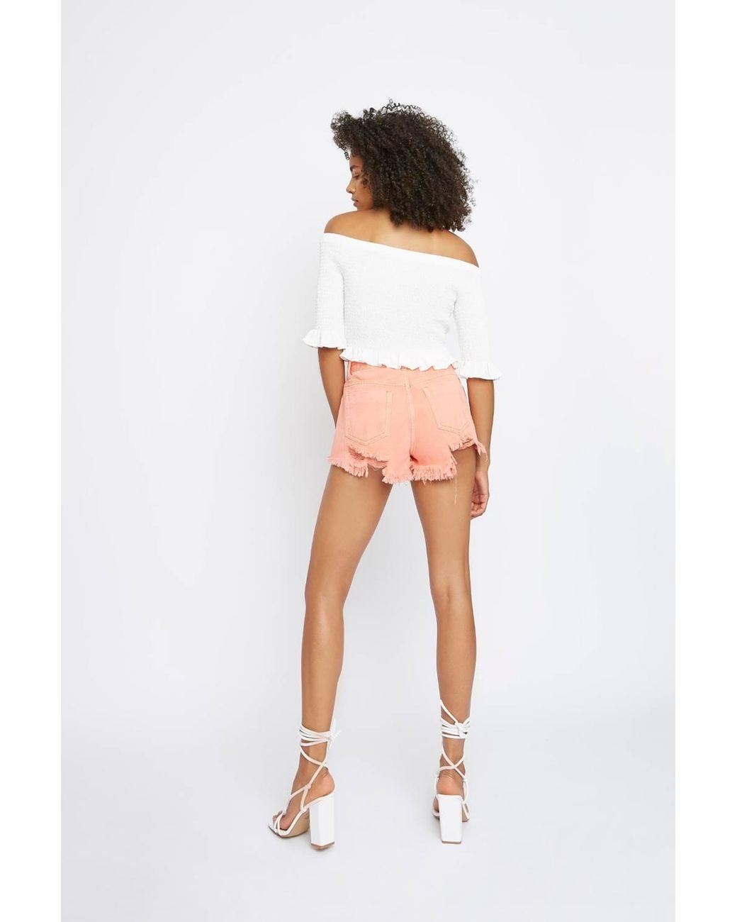 Shnoo White Distressed Shorts