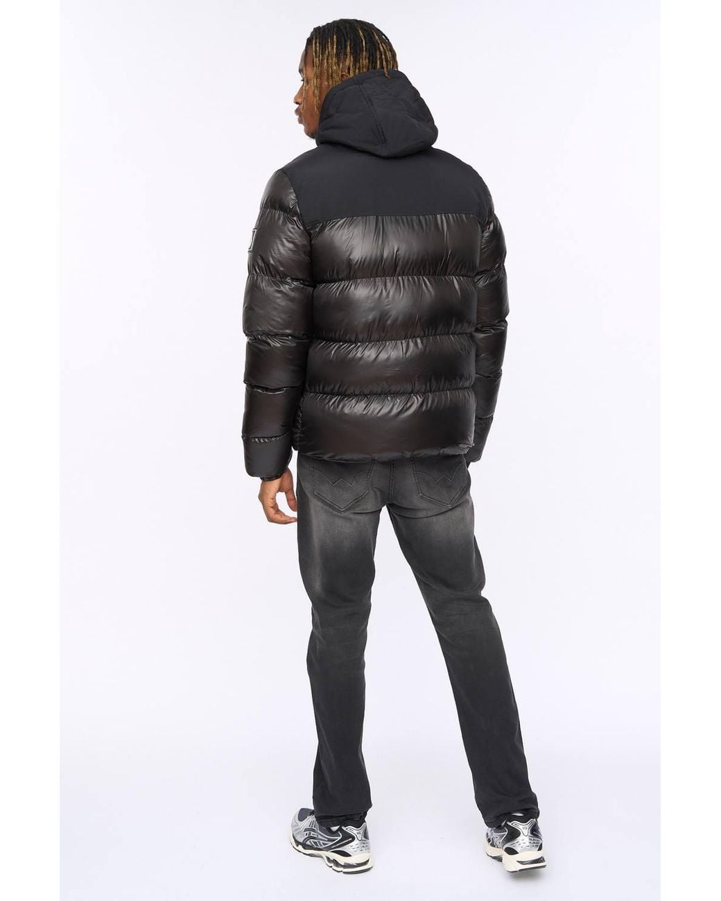 Kings Will Dream Black Summs Box Quilt Hooded Puffer Jacket With Smooth Finish for men