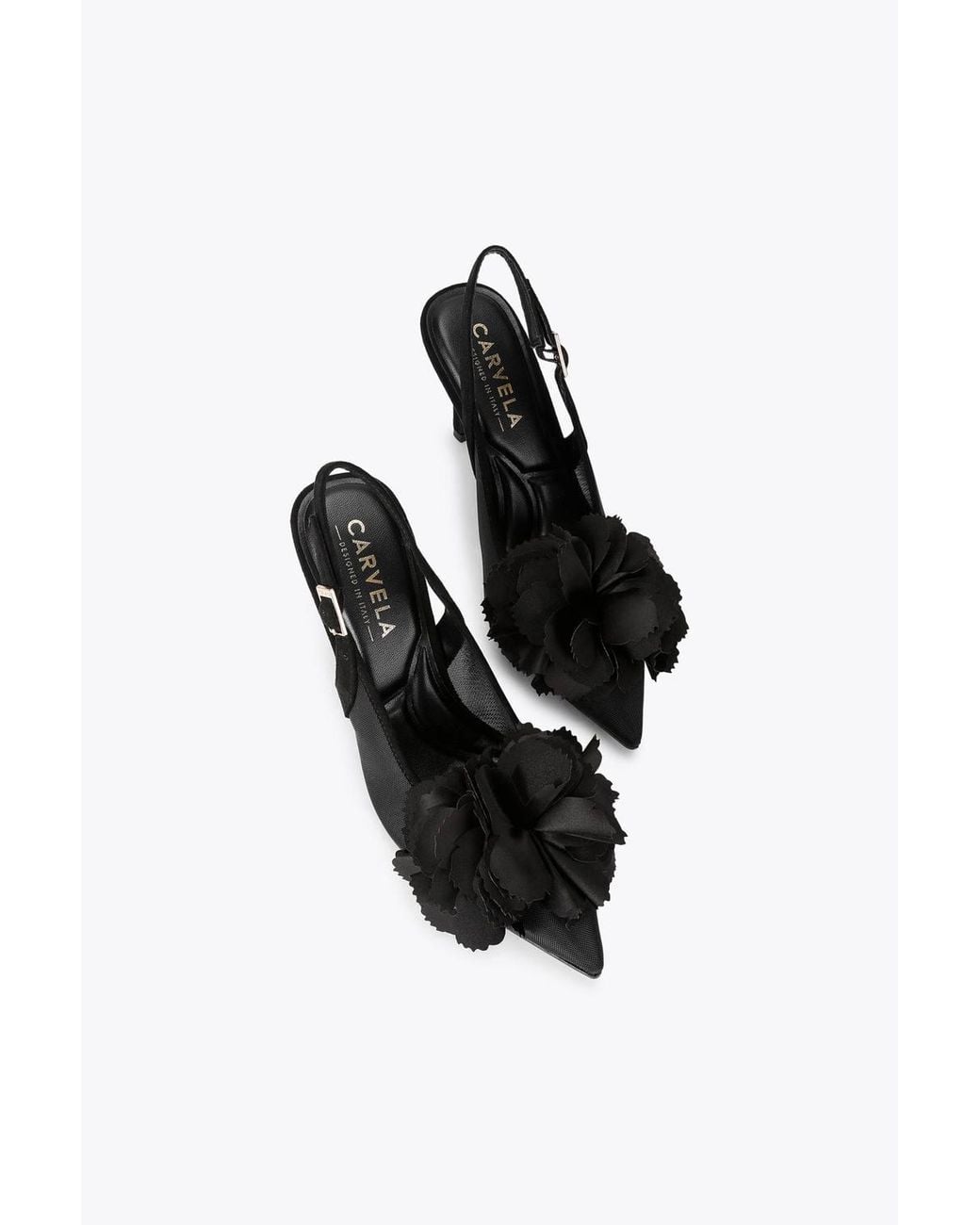 Carvela Kurt Geiger Black 'Positano Flower Sling' Heels