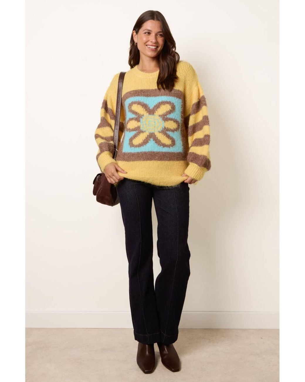 Blue Vanilla Yellow Long Sleeve Round Neck Jumper