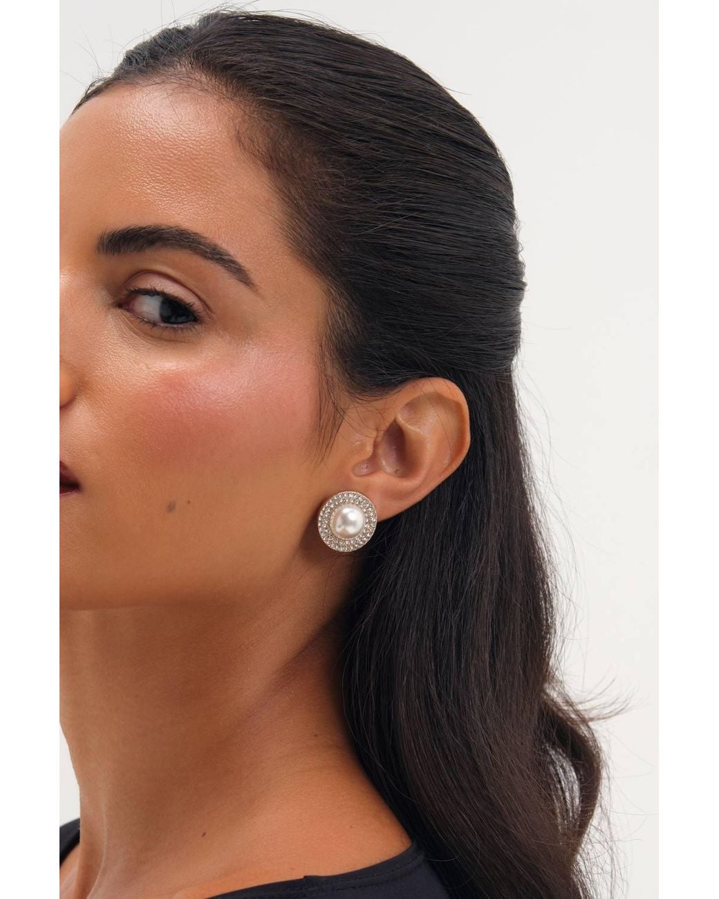 Jon Richard Metallic Plated Pearl & Crystal Clip Earrings