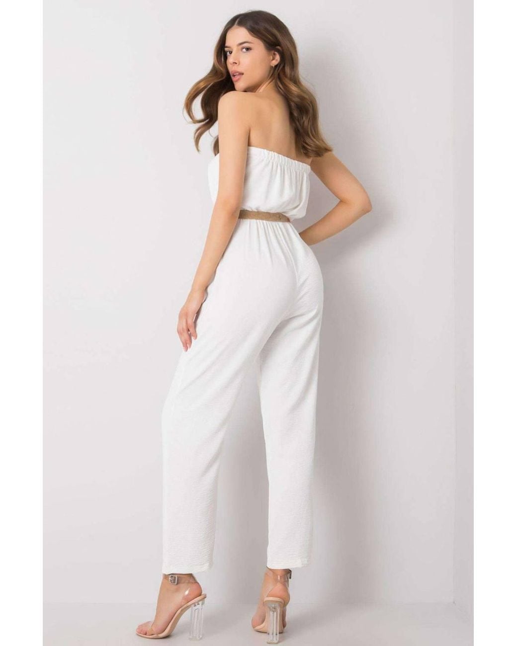 Love Lace White Sleeveless Cotton Polyester Casual Jumpsuit