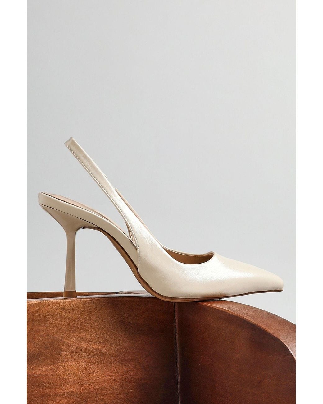 Linzi White Dash Faux Leather Court Heels
