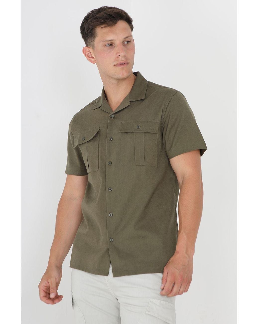Brave Soul Green Short Sleeve Shirt for men