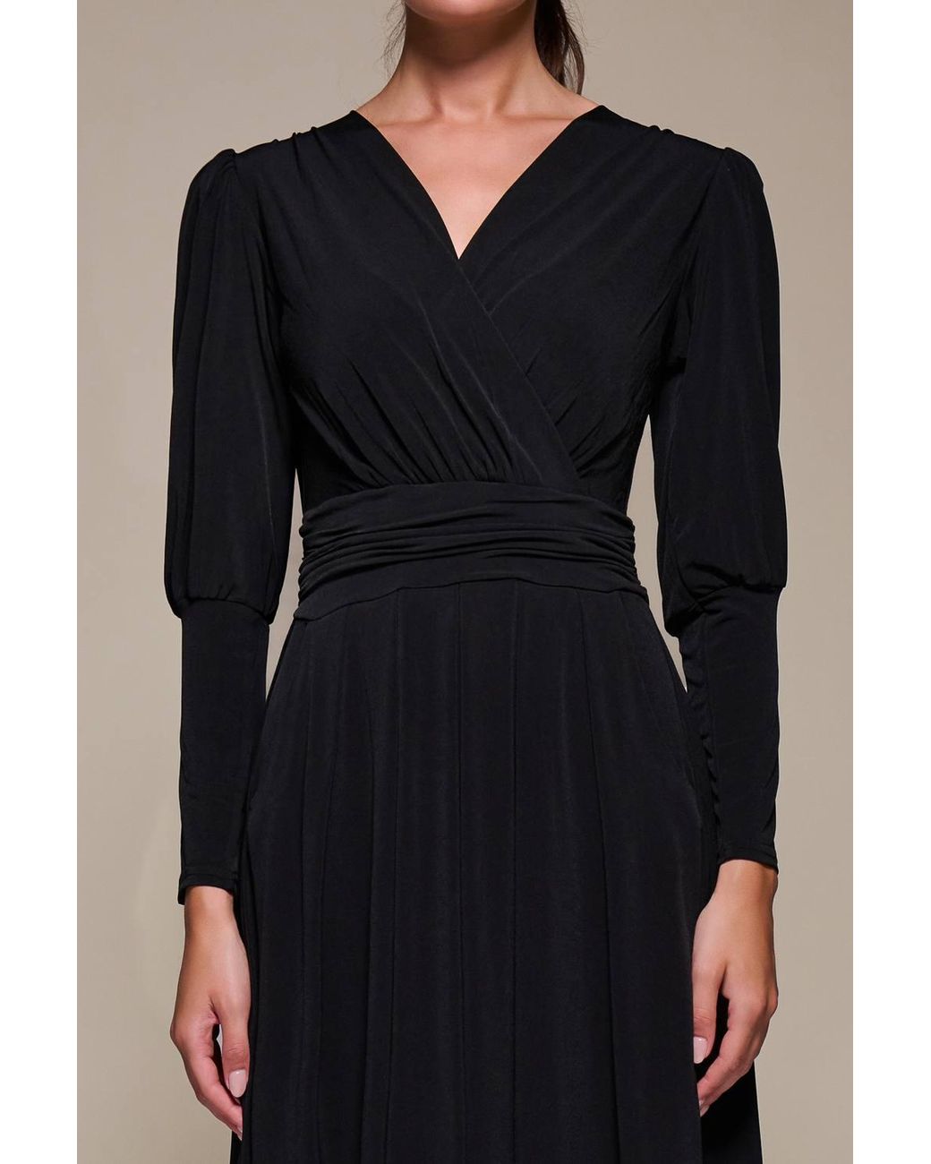 Jolie Moi Blue Puff Long Sleeve Jersey Midi Dress