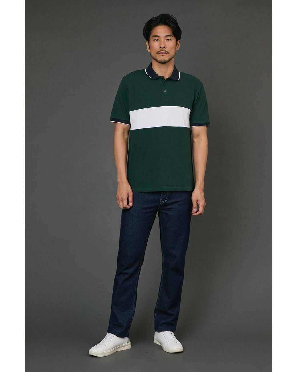 MAINE Gray Chest Detail Pique Polo Shirt for men